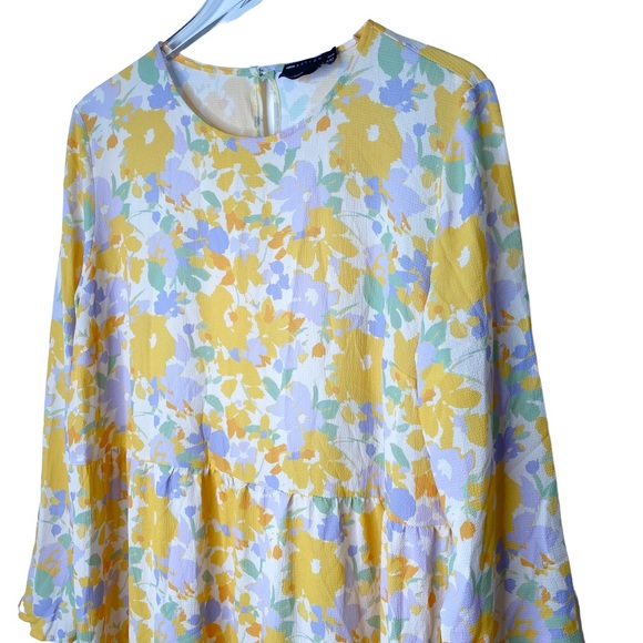 ASOS Design Curve Prairie Cottage Floral Maxi Dress Romantic Yellow Purple 14 - Picture 4 of 8